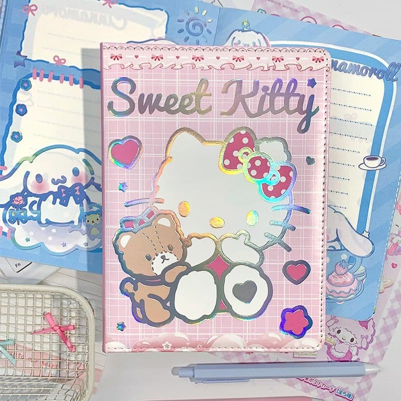 Sanrio Hello Kitty A5 glittery PU-leather cover notebook